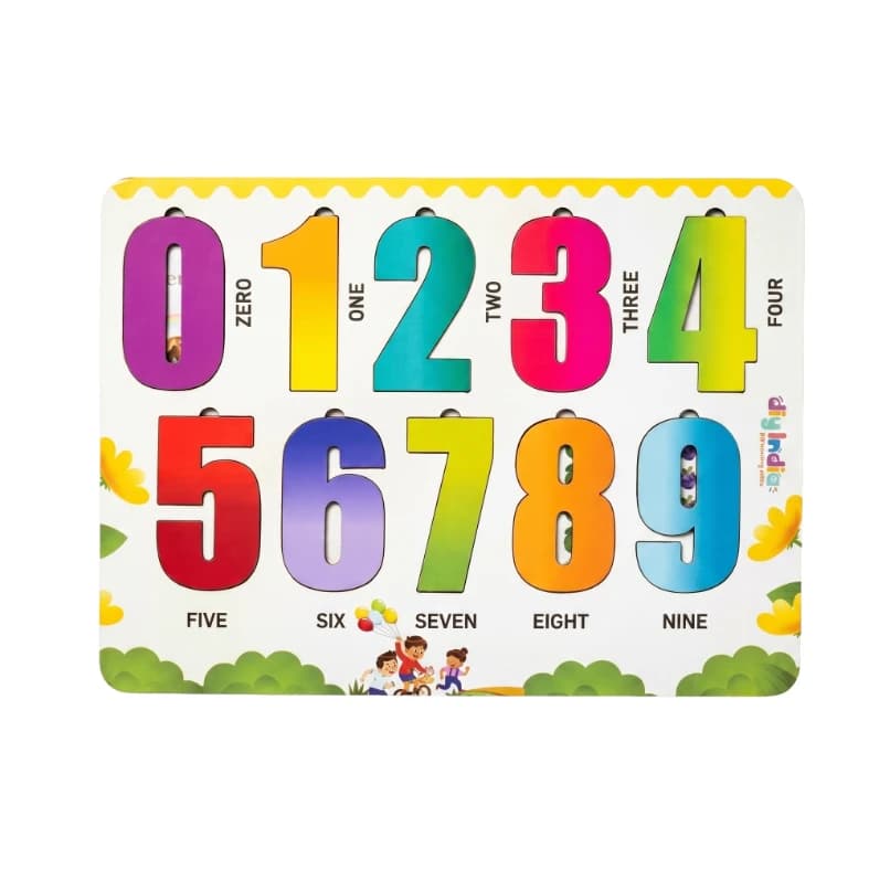Wooden Number Puzzle Board for Kids | 0-9 Learning Educational Toy | Montessori MDF Kids Puzzle