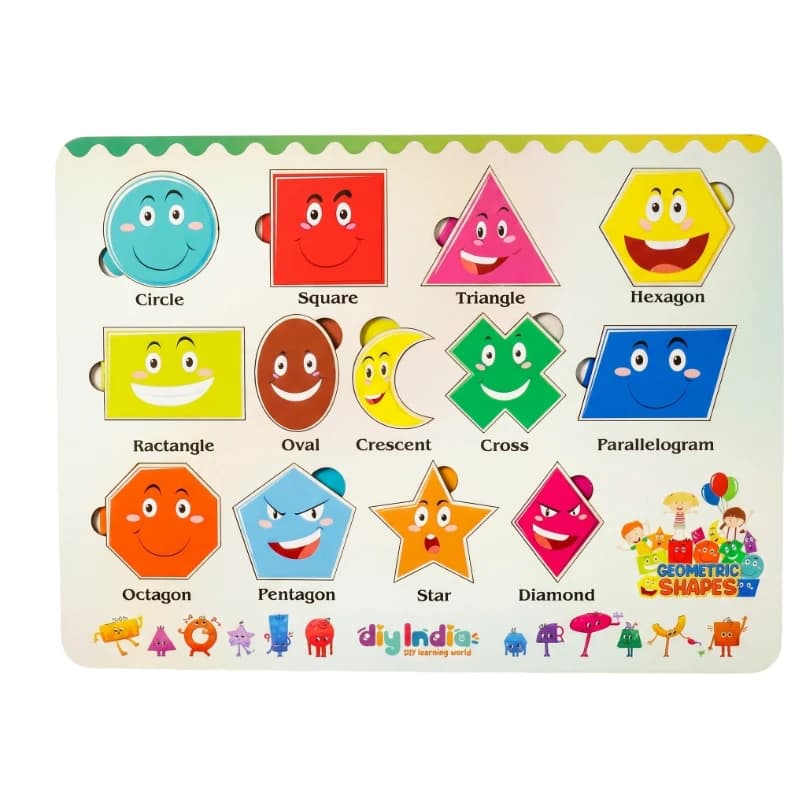 Wonder Pataro Wooden Shapes Puzzle Board for Kids | Geometric Shapes Educational Learning Toy | MDF Peg Puzzle