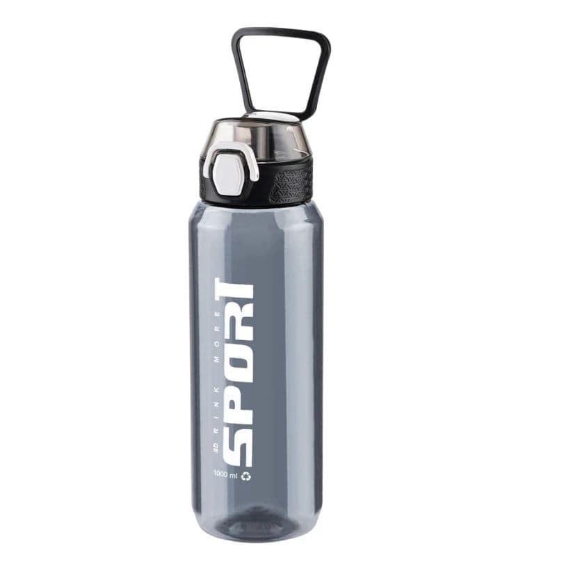 Sports Water Bottle 1000ml – Leakproof Gym Water Bottle with Flip-Top Lid, Reusable Fitness Drinking Bottle for Gym, Running, Cycling, Yoga, Travel & Outdoor Use (Black)