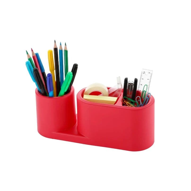 Pen & Multipurpose Storage Holder with 2 Slots Desktop Organizer | Cute Pencil Cup Pot for Home, Office & Study Table | Plastic Stationery Stand (Multicolour)