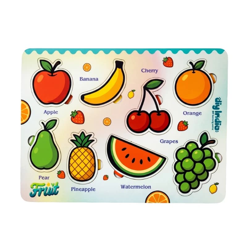 Wonder Pataro Wooden Fruits Puzzle Board for Kids | Fruit Learning Educational Toy | MDF Kids Puzzle