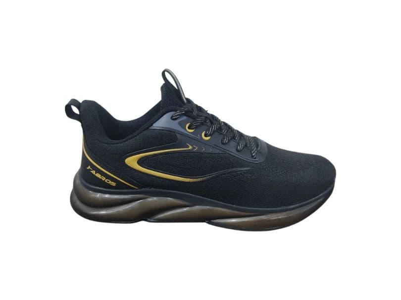 Abros Men's Black & Gold Premium Athletic Sports Shoes