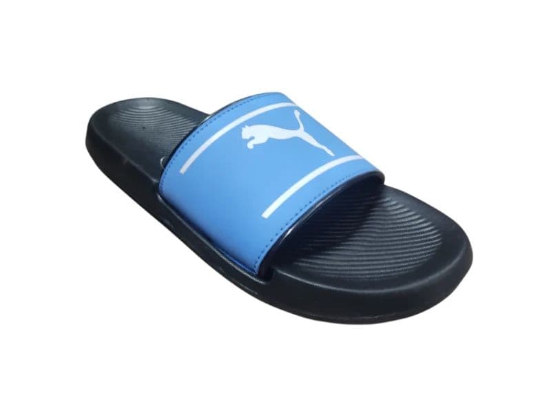 Men's Sky Blue & Black Sporty Strap Slide Slippers
