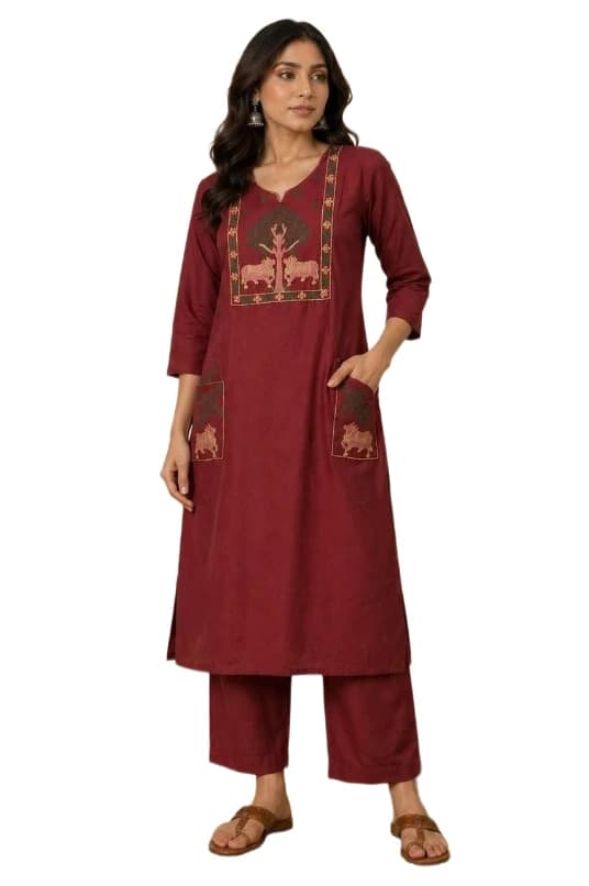 Heritage Story Embroidered Kurta Pant Set for Women