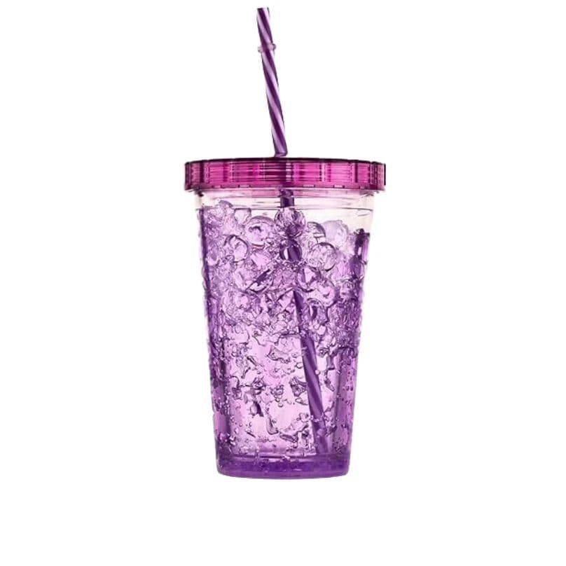 Plastic Mug Jelly Sipper Gel Feezer Icecream Cup with Straw for Cold Beverages Water and Drinks Perfect for Gifts and Party Cold Drink Mug, Juices, Coffee, Soft Drink | Multicolor