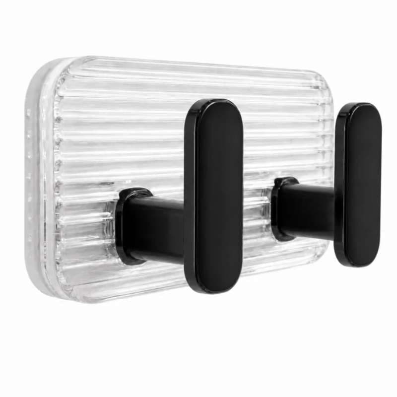 2-in-1 Self Adhesive Wall Hook for Bathroom & Kitchen | Heavy Duty Waterproof Transparent Wall Mount Hook | No Drill Multipurpose Hanger for Towels | pack of 2