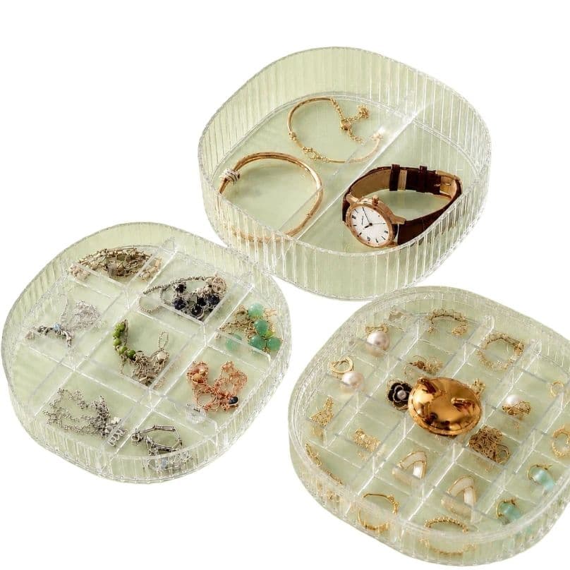 3 layer Clear Acrylic Jewellery Organiser Box, Multi-Compartment Tray, Rings, Earrings, Bracelets, Watches Storage