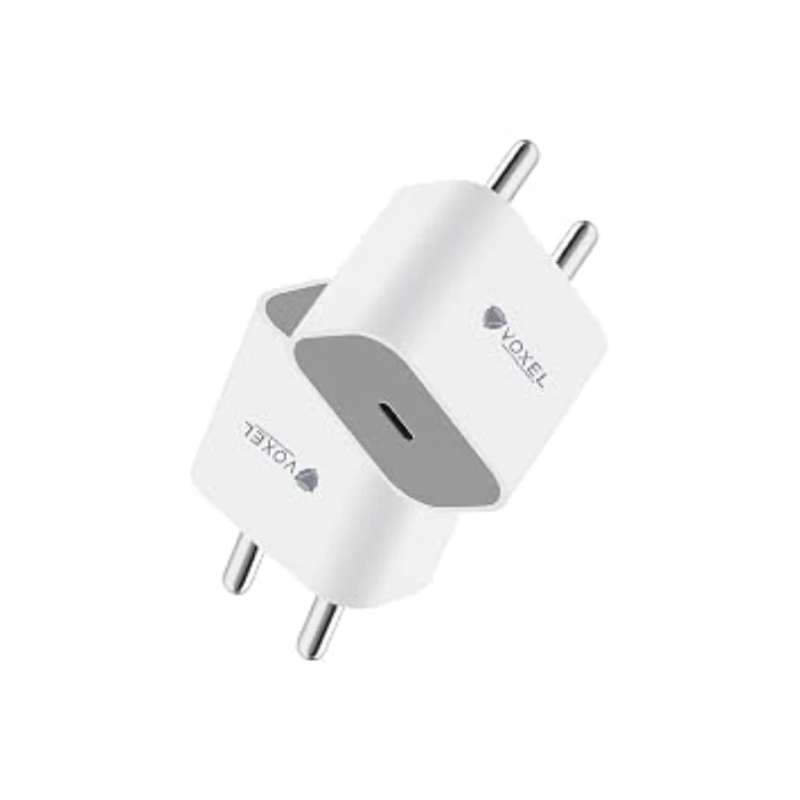 VOXEL 20W Fast USB-C Charger | BIS Certified Type-C Wall Adapter for Mobiles, Tablets, Power Banks, Smartwatches, Earbuds & Wearables – Compact & Travel-Friendly (White – R-72012742) 1