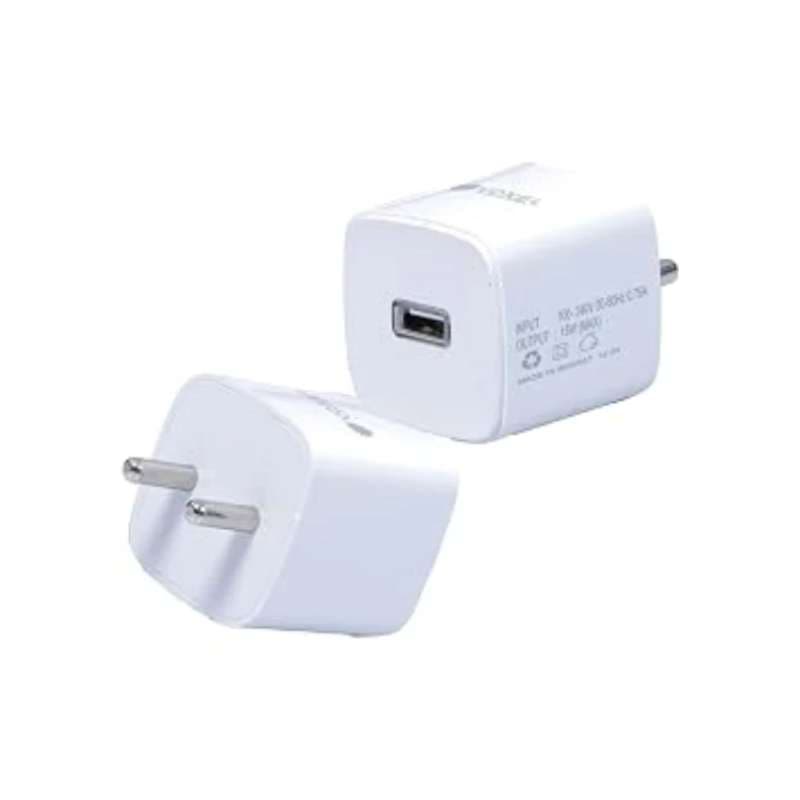 VOXEL 15W Mobile Phone Wall Charger | Fast Charging Technology | BIS Certified R-72012742 | 2.5 Amp USB Travel Charger (White, No Cable).