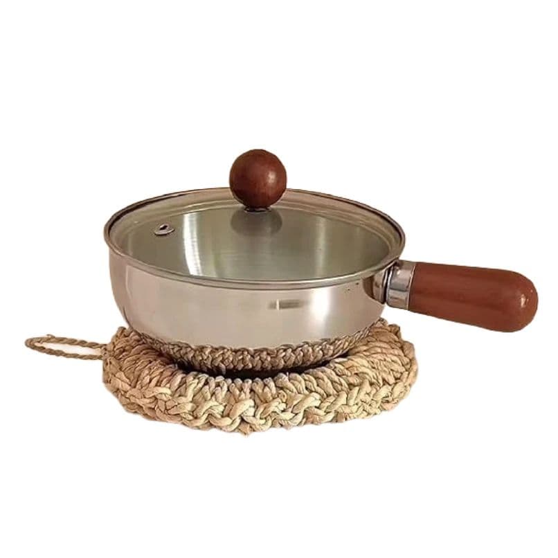 Mini Hot Pot Essential: Compact Noodle&Soup Cooker for Everyday Meals Milk Pot with Wooden Handle for Gas Stove and Induction Base|Boiling Pot for Tea Coffee Milk Water Sauce and Noodles