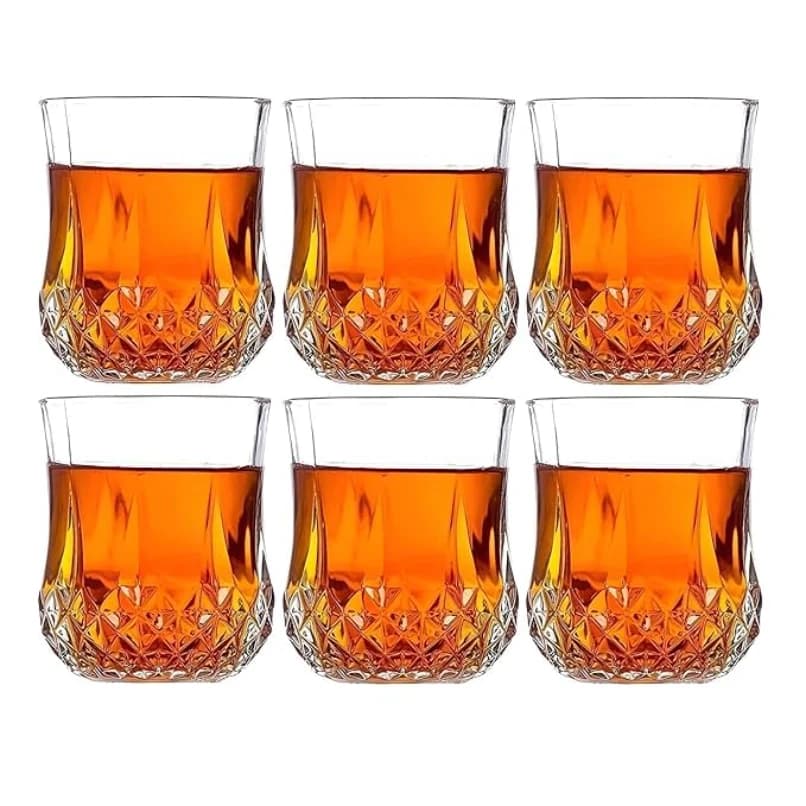 RAJWADI WHISKY2 Glass 6 PCS | Premium Whisky Glass Set 250ML | Crystal Clear, Durable & Stylish Drinkware for Home & Bar