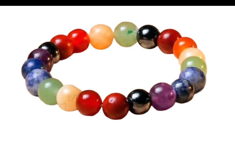 7 Chakra Crystal Bracelet, Natural Gemstone Beads, 6mm Round Polished Beads, Elastic Stretch Band, Healing and Chakra Alignment