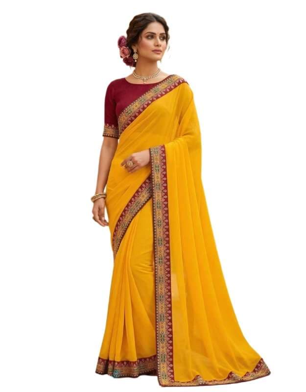 Designer Saree with Embroidered Border | Elegant Traditional Ethnic Wear for Festive, Wedding & Party Occasions
