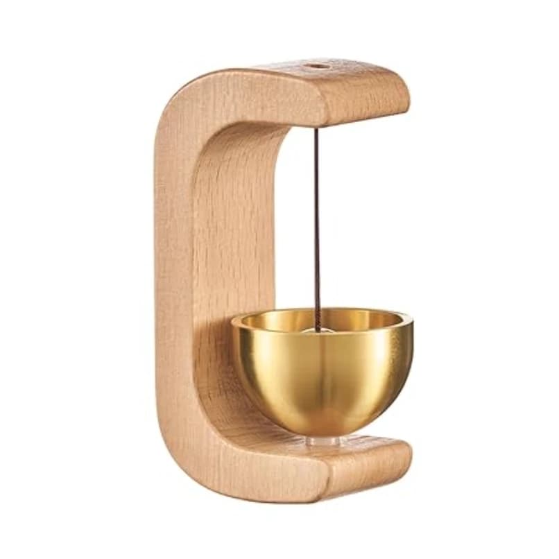 Wooden Brass Bell Hanging Décor – Elegant Wind Chime for Home Entrance, Café, Shop & Kitchen | Handmade Minimal Door Bell