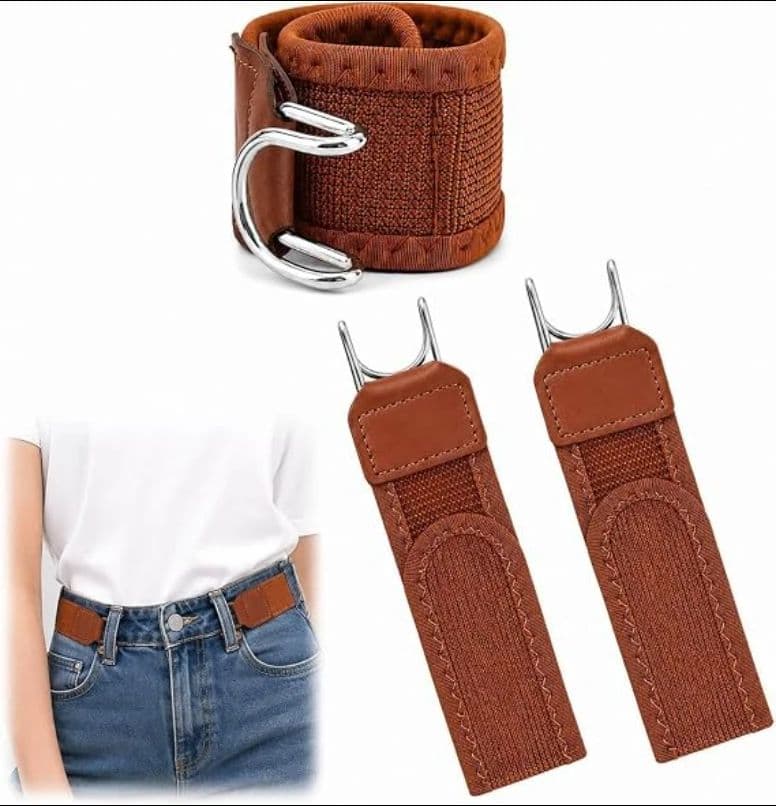 Elastic No Buckle Belt for Jeans | Invisible Stretch Waist Belt with Metal Clip | Adjustable Buckle Free Belt for Men Women | Comfortable Waistband | Pack of 2