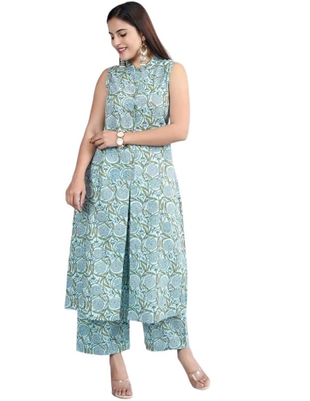 Women's Cotton Blend A-Line Kurta Pant Set for Women | Printed Summer Kurti Set | Stylish Co-Ord Suit | Kurta Set for Womens | Casual & Festive Ethnic Wear