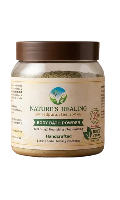 Nature's Healing Vedpuran Therapy Herbal Body Bath Powder | Handmade Ayurvedic Bath Powder | Natural Skin Cleanser | 100% Vegan