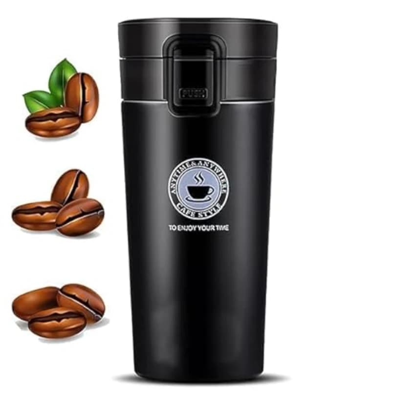 Coffee Travel Mug, Insulated Coffee Cup with Leakproof Lid, Vacuum Insulation Stainless Steel Reusable for Hot Cold Coffee, Water, and Tea, Thermal Mug with Non-Slip Protective Cover, 500ML
