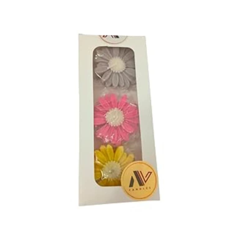Decorative Daisy Flower Candle Set | Premium Scented Floral Candles for Home Décor, Gifting & Special Occasions | Scented Daisy Flower Candles, Multi Color, 3 Piece Pack