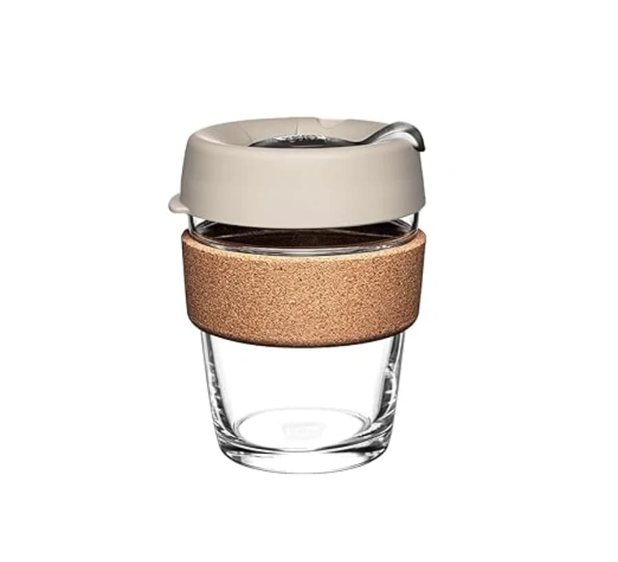 Brew Glass Reusable Coffee Cup with Cork Band, Filter, Medium, 12 oz