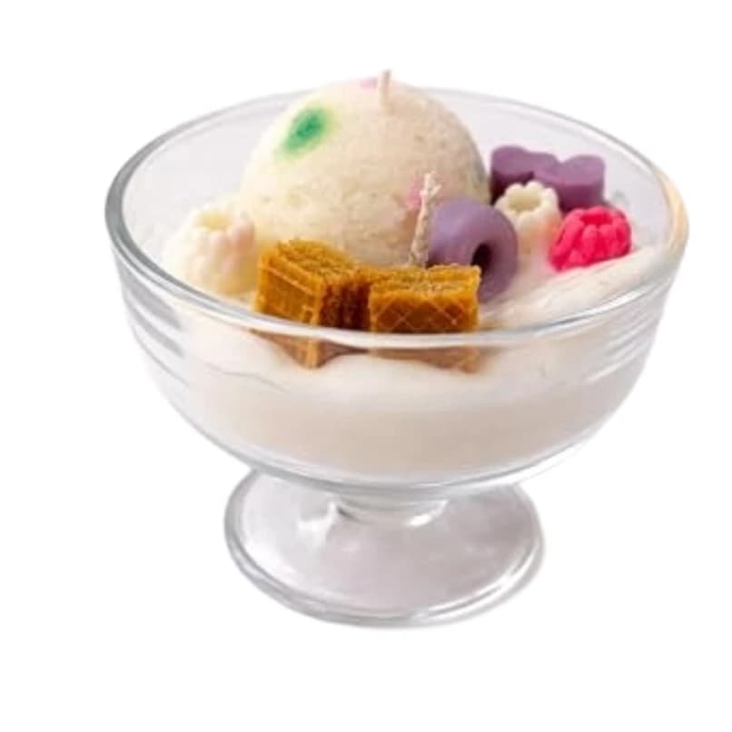 Dessert Style Scented Candle in Glass Bowl | Ice Cream Design Aromatherapy Candle for Home Décor, Romantic Ambience, Birthday & Festive Gifts