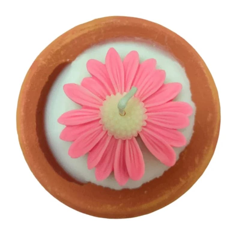 Diya With Daisy Flower Candle Pack of 2 – Lavender Fragrance | Elegant Home Decor