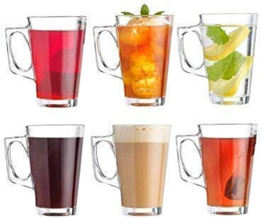 Glass Tea and Coffee Mug Set, 130 ML, Clear, Multi-Purpose for Tea, Coffee, Milk, Cold Drinks, Set of 6