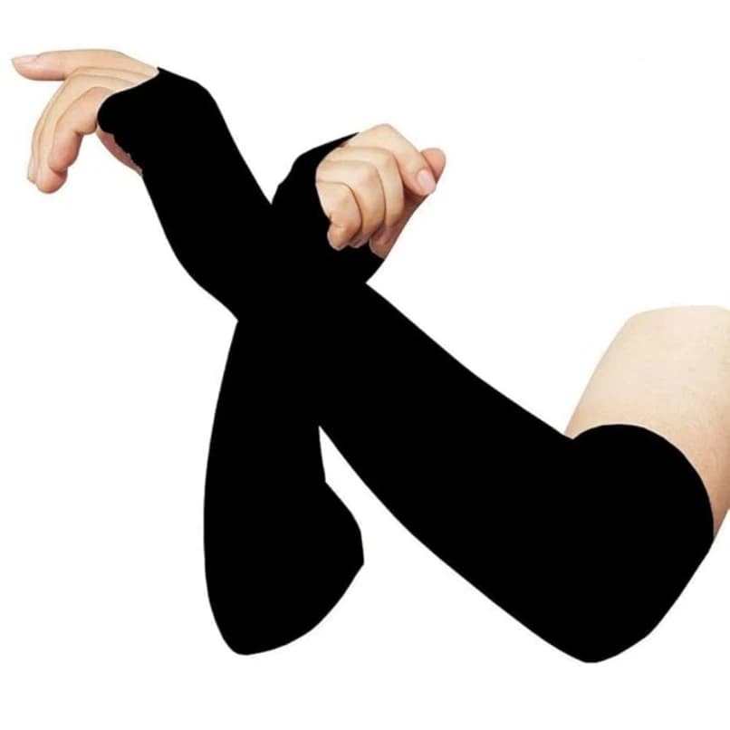 Unisex Full Arm Fingerless Sleeves Gloves for UV, Dust, Summer, UV Sun Protection Arm Sleeves for Men & Women, Protection Arm Sleeves (Black, 1 Pair)