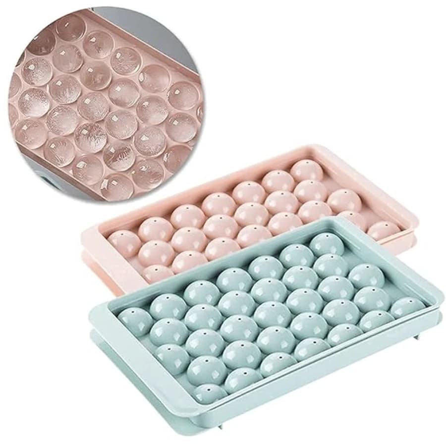 Round Ice Ball Maker Tray with Lid, 33 Grid Mould for Summer Drinks, Freezer Ice Cube Mould