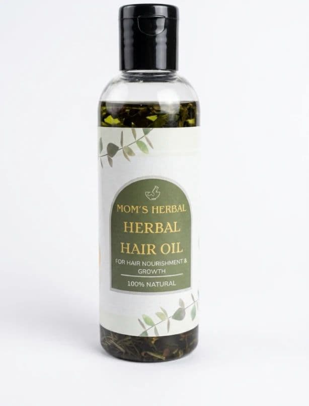 Mom's Herbal 100% Natural Herbal Hair Oil for Hair Growth, Hair Fall Control & Deep Nourishment | Ayurvedic Hair Care Oil for Strong, Thick, Healthy & Shiny Hair | Suitable for Men & Women