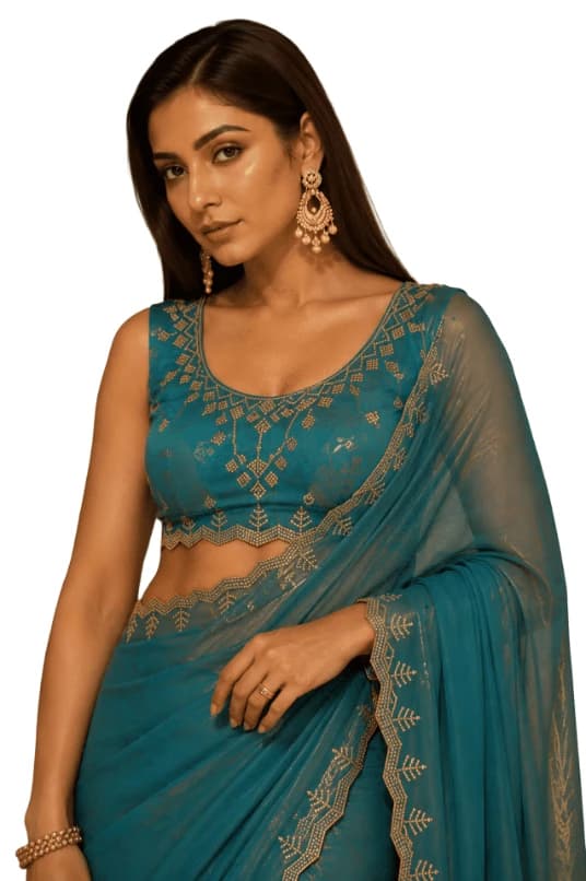 Royal Elegant Party Wear Saree for Women | Women’s Ethnic Saree with Rich Embroidery Work