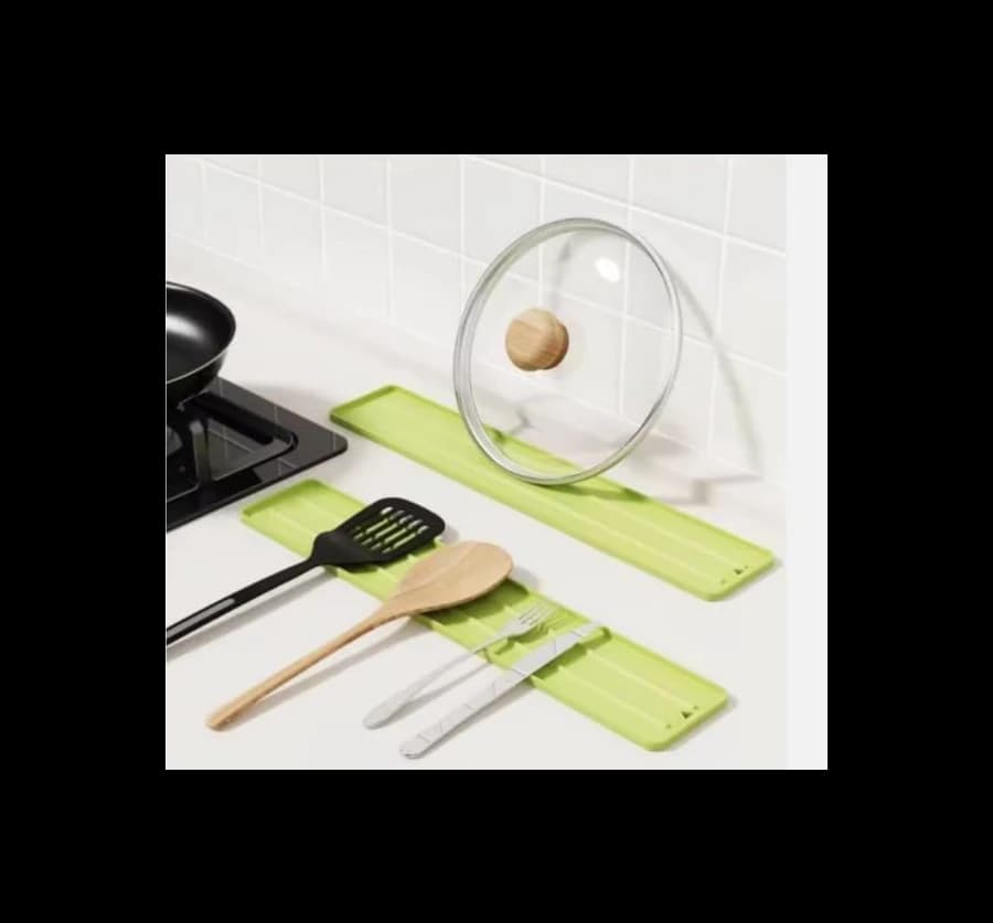 1 PCS Silicone Kitchen Utensil Holder and Lid Rest Heat Resistant Spoon Rest with Drip Tray Multipurpose Spatula Ladle Pan Lid Holder for Stove Countertop Utensil Organizer