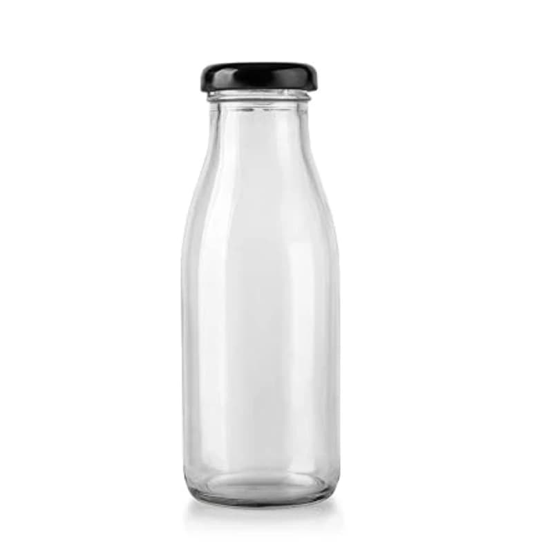Premium Glass Milk and Juice Bottles with Airtight Lids 200 Ml Set of 1, Eco-Friendly Reusable Beverage Containers for Fresh Milk, Smoothies, Flavored Milk, lassi, Buttermilk, Juice