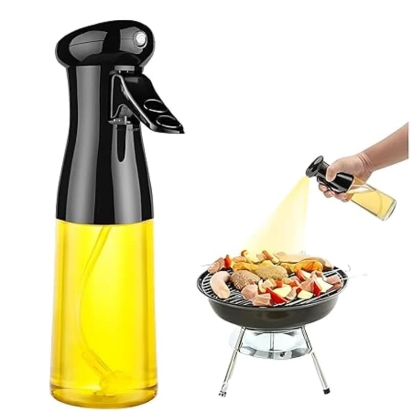 2-in-1 Olive Oil Sprayer and Dispenser Bottle for Kitchen | 500ml Glass Bottle with Premium Nozzle | Cooking Sprayer for Healthy Cooking and Salad Making (Spray Bottle)