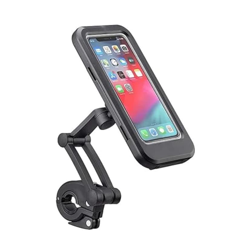 Waterproof Motorcycle Phone Holder with 360° Rotation, Universal Bike Mount for Handlebar, Shockproof Case, 22-28mm