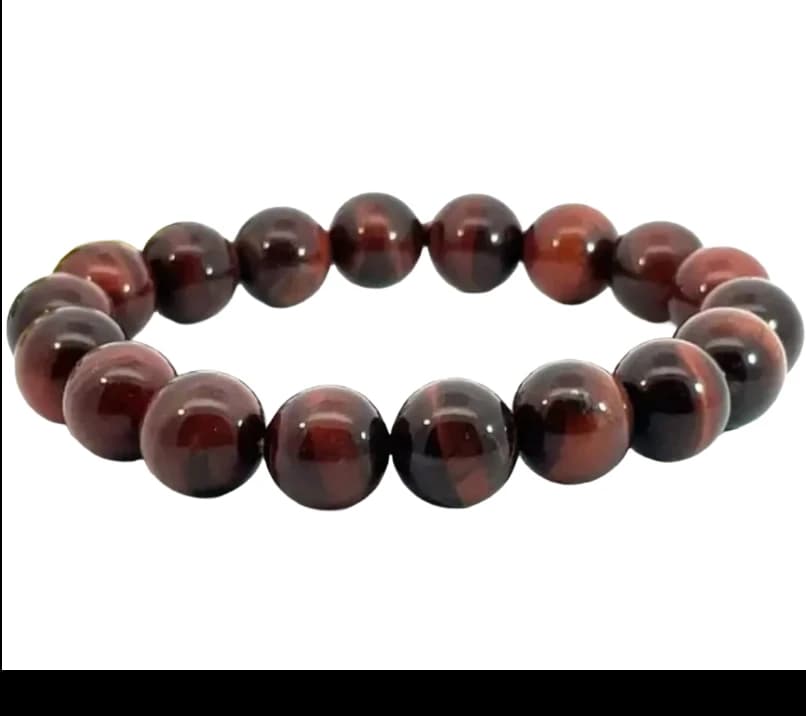 Natural Red Tiger Eye Crystal Bracelet for Men & Women – Courage Motivation Stone Beaded Bracelet, Protection Energy Healing Gemstone Jewellery