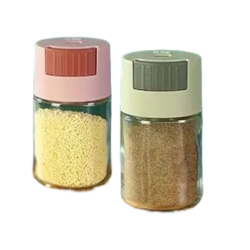Spice Storage Bottle 100ml Transparent Glass Salt Sprinkler Shaker Clear Kitchen Container Press Lid Airtight Silicone Seal Masala Pepper Oregano Seasoning Jar Dining Table Use | 2 pcs