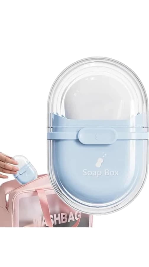 Travel Soap Box, Double Layer Plastic Soap Dish, Self Draining Holder for Bathroom, Kitchen, Wash Basin