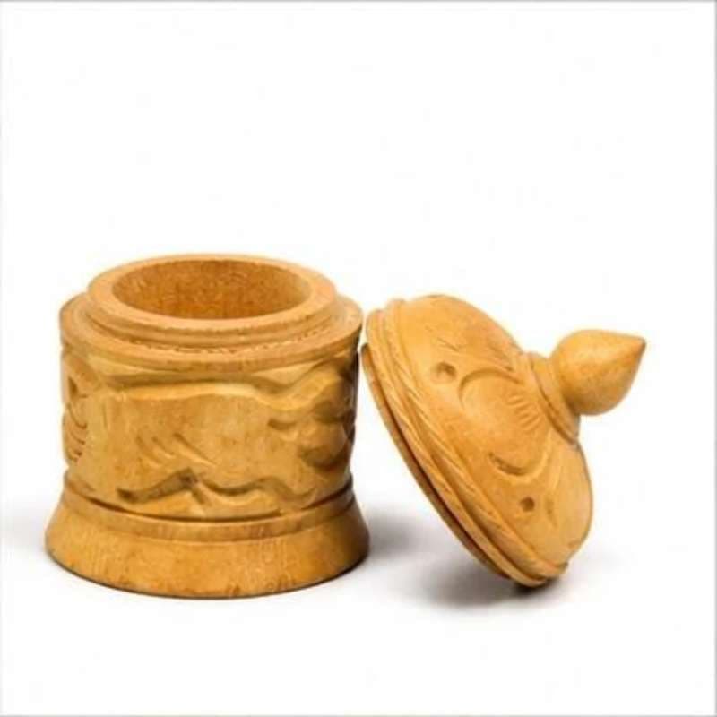 Handcrafted Wooden Round Storage Box with Carved Lid | Decorative Wooden Keepsake Box for Jewellery, Coins, Accessories, Gifts, Home Decor & Small Item Storage | Natural Wood Finish | Round Design