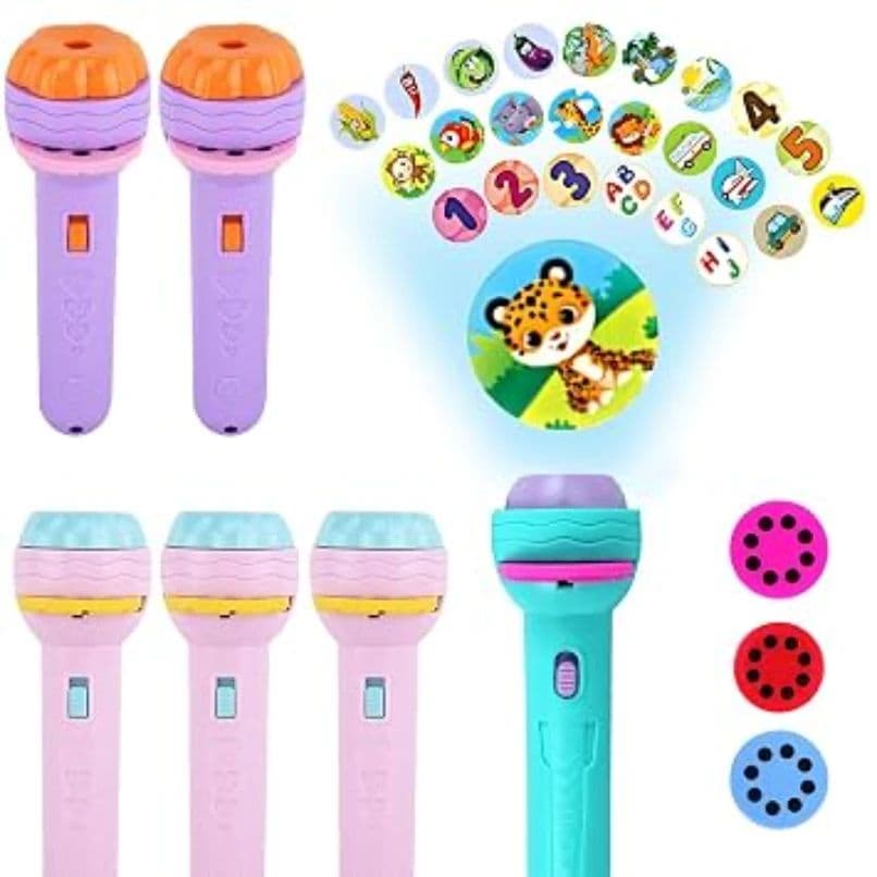 Kids Projector Torch Flashlight Toy with Slide Discs | Educational Projection Flashlight Toy for Boys and Girls | Image Projection Toy with Multiple Picture Slides for Learning and Play