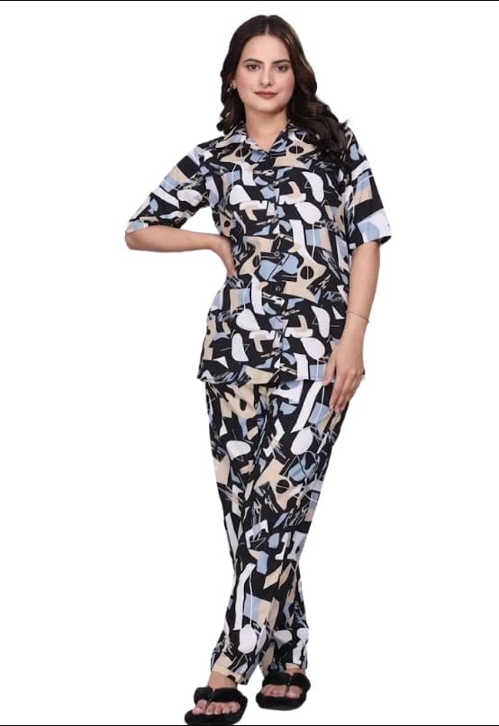 Trendy Multicolor Abstract Print Co-ord Set for Women | Stylish Casual Wear Women's Co-ord Set | Summer Fashion Outfit For Women