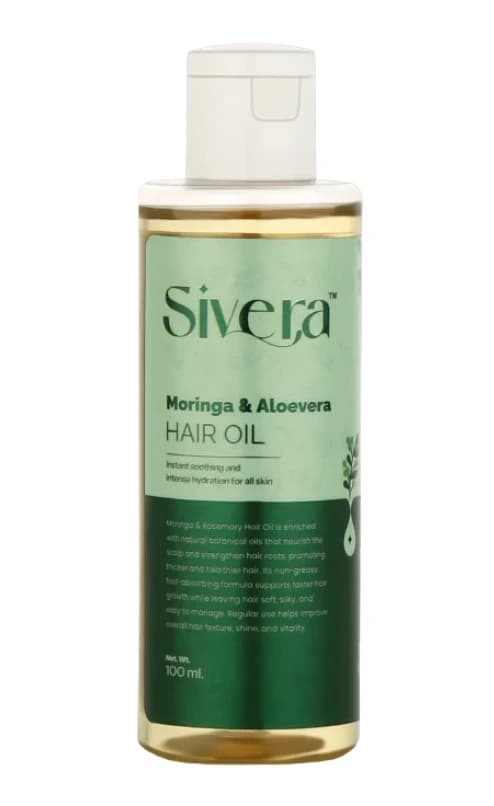 Sivera Moringa & Aloe Vera Hair Oil | Herbal Hair Growth Oil for Strong, Smooth & Shiny Hair | Nourishing Scalp & Anti Hair Fall Oil | Natural Hair Care Oil for Men & Women (100ml)