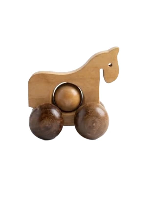 Wooden Pull Along Ball Horse Toy for Kids | Educational Push & Pull Activity Toy for Toddlers | Early Learning Motor Skill Development for Boys & Girls