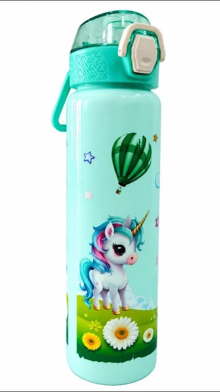 Magical Unicorn Theme Water Bottle, 1 Litre Leak-Proof Sipper Bottle with Carry Strap for School, Sports, Travel & Daily Hydration Needs