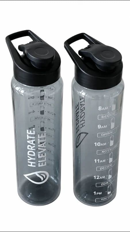 Pack of 2 Motivational Water Bottles with Time Marker | Hydration Tracking Bottles with Flip Lid for Gym, Sports & Daily Use